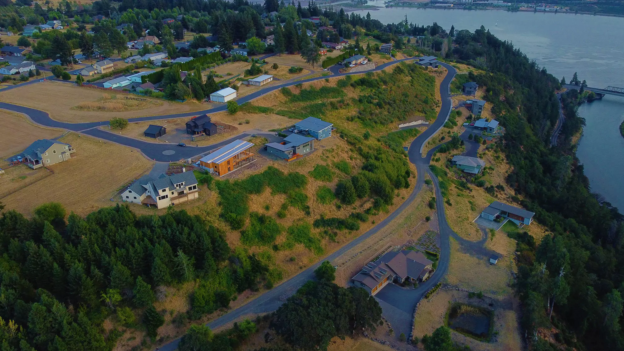 Arial view of sterling estates with rivers.